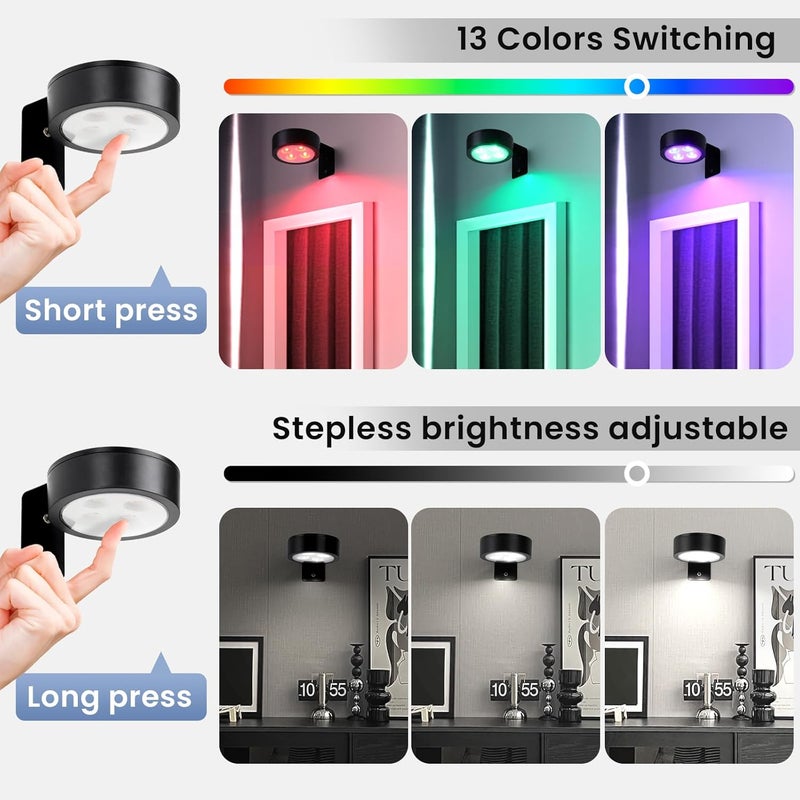 KELUOLY 4-Pack Wireless Battery Operated Painting Light with Remote Control,13 Color RGB Magnetic Led Art Display Light for Picture Frame, Dimmable and Timer Painting Light, Wall Decor Black display light - Image 4